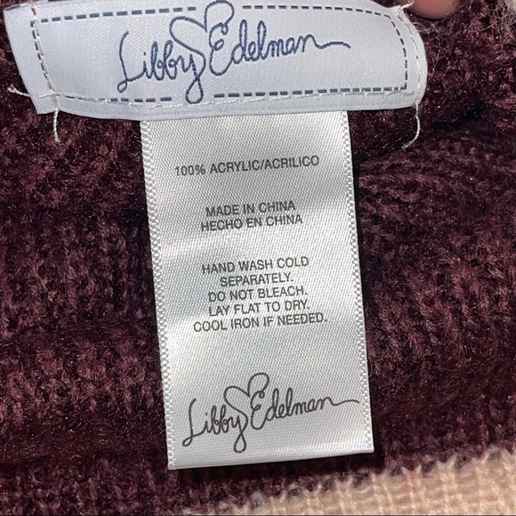 Libby Edelman Burgundy Tassel Sweater Poncho Wrap OS - Picture 13 of 15